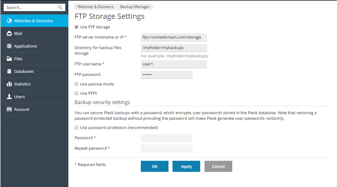 FTP_storage_settings